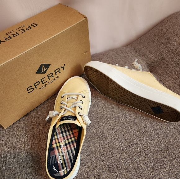 SPERRY NIB Crest Vibe Chambray Yellow Mules/slip ons SIZE 6 - Picture 4 of 8